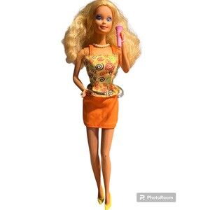 Barbie and The Rockers Doll Orange Yellow Outfit shoes microphone 80s blonde